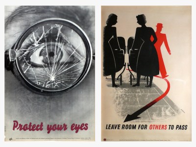 ‘Protect your Eyes’ (c. 1942) designed by Manfred Reiss and G.R. Morris (left).