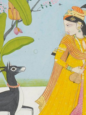 The nayika and the black buck the workshop of the Guler artist Chhajju at Chamba. Francesca Galloway (price on application)