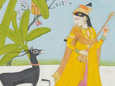 The nayika and the black buck the workshop of the Guler artist Chhajju at Chamba. Francesca Galloway (price on application)