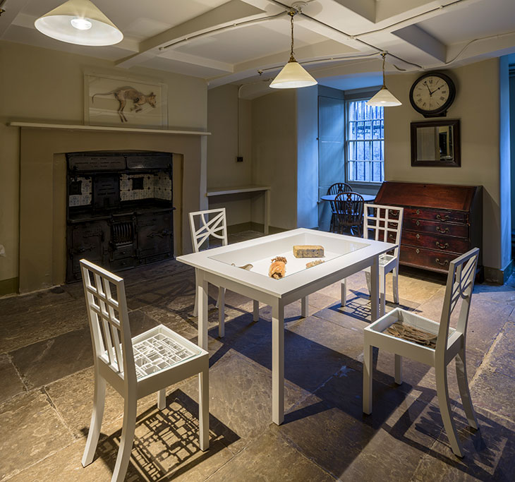 Installation view of ‘Langlands & Bell: Degrees of Truth’ in the Kitchens of Sir John Soane’s Museum, 2020.