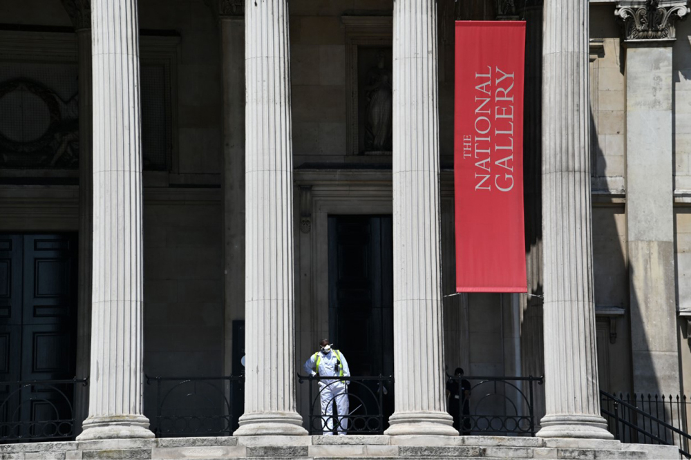 A view of the closed National Gallery in London in June 2020.