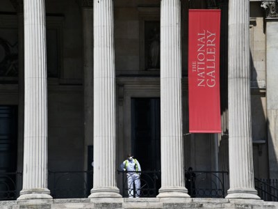A view of the closed National Gallery in London in June 2020.