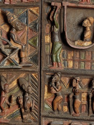 Detail of Ikere Palace door and lintel (c. 1910–14), Olowe of Ise, Yoruba peoples, Nigeria. British Museum, London