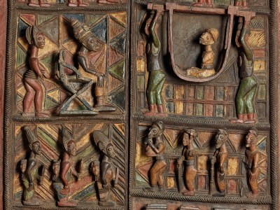 Detail of Ikere Palace door and lintel (c. 1910–14), Olowe of Ise, Yoruba peoples, Nigeria. British Museum, London