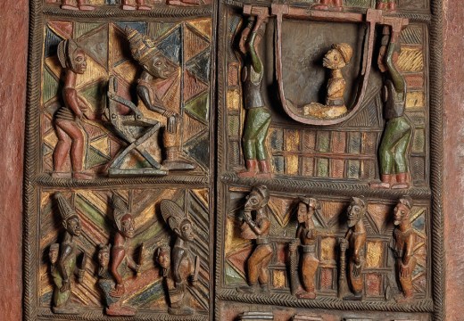 Detail of Ikere Palace door and lintel (c. 1910–14), Olowe of Ise, Yoruba peoples, Nigeria. British Museum, London