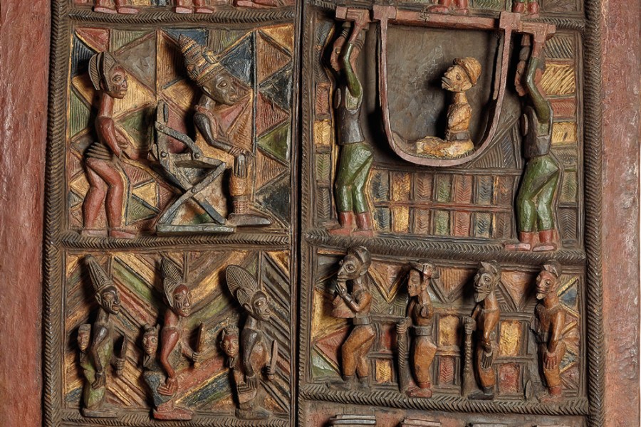 Detail of Ikere Palace door and lintel (c. 1910–14), Olowe of Ise, Yoruba peoples, Nigeria. British Museum, London