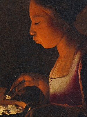 A Girl Blowing on a Brazier (detail; 1646–48), Georges de La Tour. Lempertz, Cologne (estimate €3m–€4m)