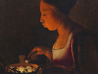 A Girl Blowing on a Brazier (detail; 1646–48), Georges de La Tour. Lempertz, Cologne (estimate €3m–€4m)