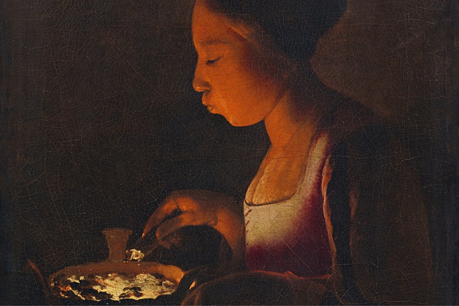 A Girl Blowing on a Brazier (detail; 1646–48), Georges de La Tour. Lempertz, Cologne (estimate €3m–€4m)