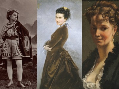 From left to right: The Marquise Arconati-Visconti, photographed by the Atelier Nadar in 1900. Bibliothèque nationale de France / ‘Self-Portrait’ (detail) (c. 1880), Nélie Jacquemart. Musée Jacquemart-Andre, Paris / ‘Portrait of Marcello (The Duchess of Castiglione-Colonna) (detail) (1870), Gustave Courbet. Musée des Beaux-Arts, Reims