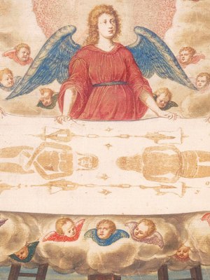 The Holy Shroud (detail; c. 1540), attrib. here to Giulio Clovio. Galleria Sabauda, Turin