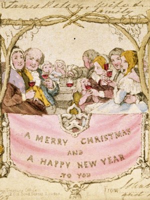 The first Christmas card, commissioned by Henry Cole and designed by John Calcott Horsley, published in 1843. Christie’s, London (estimate £5,000–£8,000)