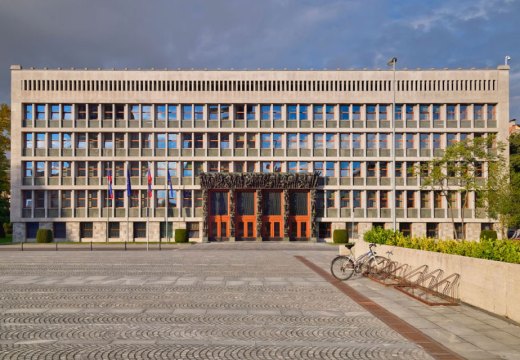 The National Assembly Building (Parliament) in Ljubljana.