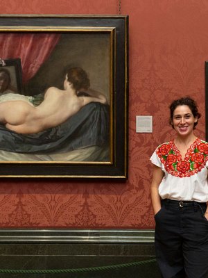 Rosalind Nashashibi at her exhibition ‘An Overflow of Passion and Sentiment’ in the National Gallery, London