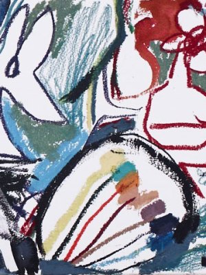 Detail of Two Hills (2020), Annie Morris’s screenprint for Make a Wish UK