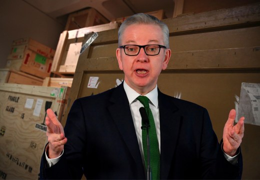 Michael Gove: Leon Neal/Getty Images; Background: Peter Macdiarmid/Getty Images for Barbican Art Gallery