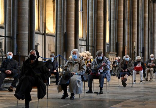 Gothic revival? The vaccine queue at Salisbury Cathedral