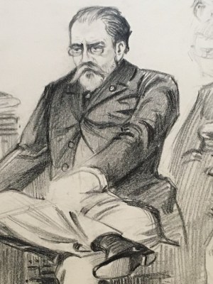 Zola on trial (1898), Maurice Feuillet.