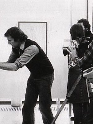 Mike Dibb selecting an image for Seeing Through Drawing (1976).