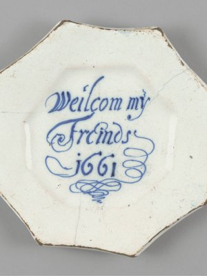 Delftware plate (1661). The Bryan Collection, Lake Bluff, Illinois.