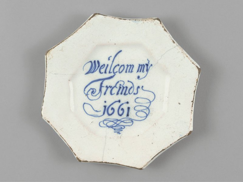 Delftware plate (1661). The Bryan Collection, Lake Bluff, Illinois.