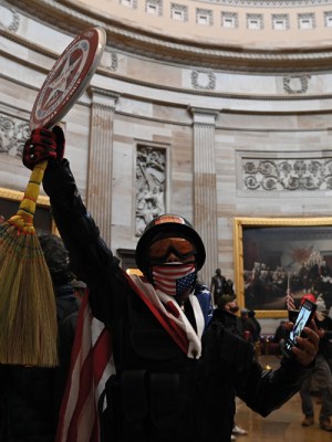 Selfie harm: rioters in the US Capitol rotunda on January 2021.