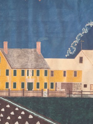 Farmstead in Passing Storm (detail; 1849), unidentified artist.
