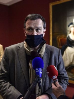 Mayor Louis Aliot at the Hyacinthe Rigaud Museum, Perpignan, on 9 February.