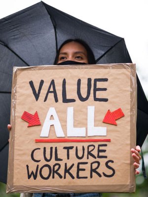 Gloomy forecast: at a protest against job cuts in the culture sector in summer 2020.