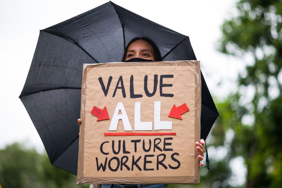 Gloomy forecast: at a protest against job cuts in the culture sector in summer 2020.