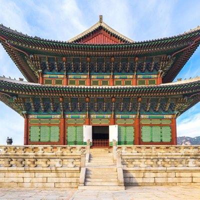 A room with a view: upon arriving in Seoul, art critic Andrew Russeth quarantined in a hotel room with views of landmarks including Gyeongbokgung Palace.