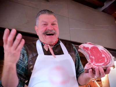 Steak night: Dario Cecchini grills a rib-eye, inspired by a still life by Jacopo Chimenti