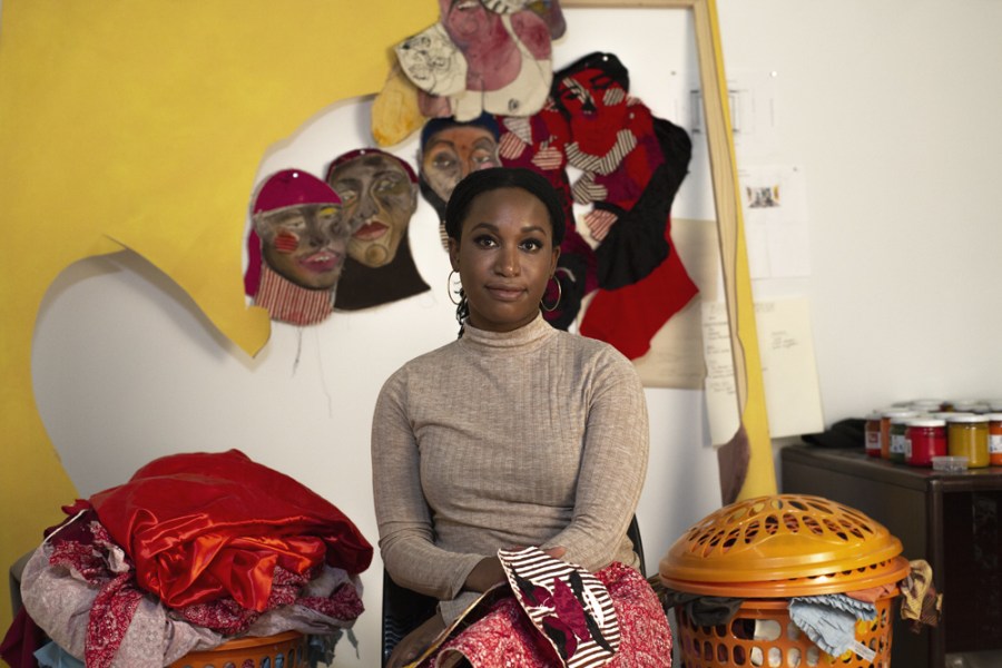 Tschabalala Self in her studio. Photo: Madeleine-Hunt Ehrlich