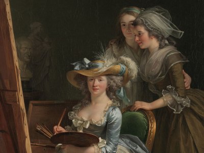 Self-portrait with Two Pupils (detail; 1785), Adélaïde Labille-Guiard. Adélaïde Labille-Guiard