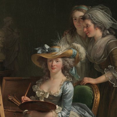 Self-portrait with Two Pupils (detail; 1785), Adélaïde Labille-Guiard. Adélaïde Labille-Guiard