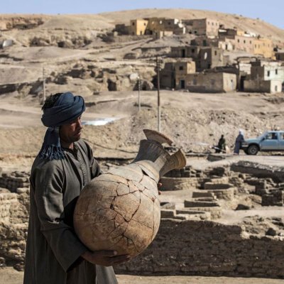 Urban development: on site at the newly discovered ancient Egyptian city known as the Rise of Aten (photo: April 2021).