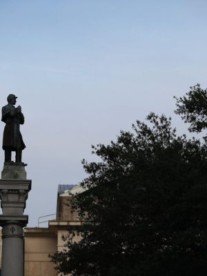 The statue of a Confederate soldier was removed from what was then Hemming Park, now James Weldon Johnson Park in Jacksonville, Florida, in June 2020.
