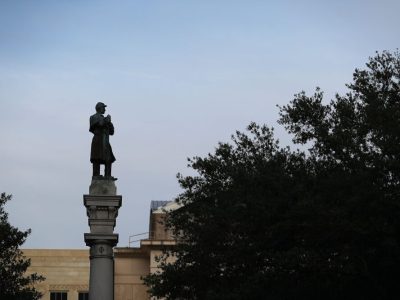 The statue of a Confederate soldier was removed from what was then Hemming Park, now James Weldon Johnson Park in Jacksonville, Florida, in June 2020.