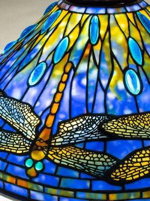 Detail of Dragonfly table lamp (c. 1906), Tiffany Studios. Lillian Nassau (price on application)