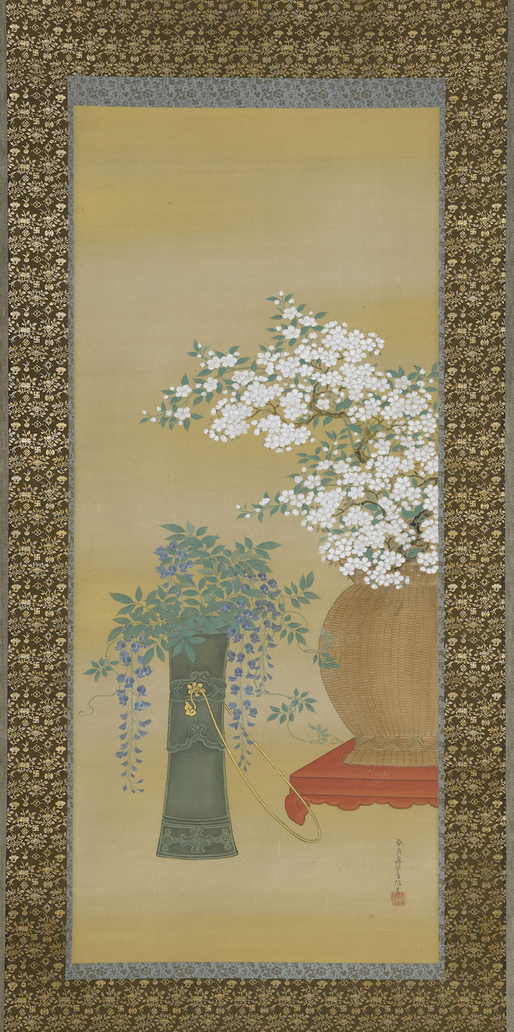 Kakemono painting on silk, Japan.