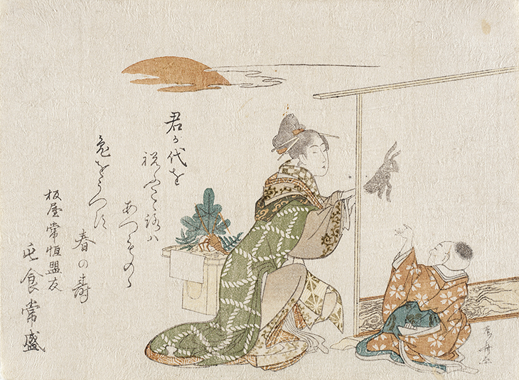 Woman Making Rabbit Shadow for Small Boy (1807), Ryuryukyo Shinsai. Los Angeles County Museum of Art.