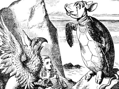 The Mock-Turtle (right) in ‘Alice’s Adventures in Wonderland’ (1865), illustrated by John Tenniel.