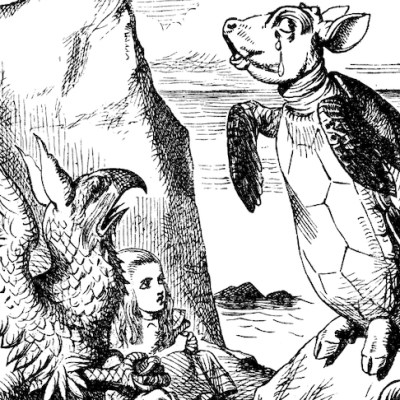 The Mock-Turtle (right) in ‘Alice’s Adventures in Wonderland’ (1865), illustrated by John Tenniel.