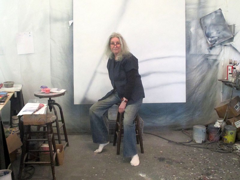 Betty Tompkins in her studio, photographed in June 2021