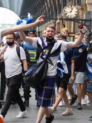 The Tartan Army arrives at Kings Cross.