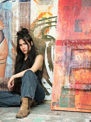 Mandy El-Sayegh photographed in her studio in 2020.