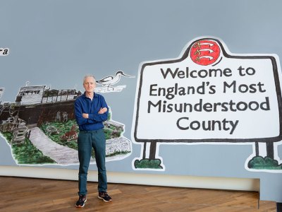 Michael Landy photographed at his exhibition at Firstsite, Colchester, 2021.