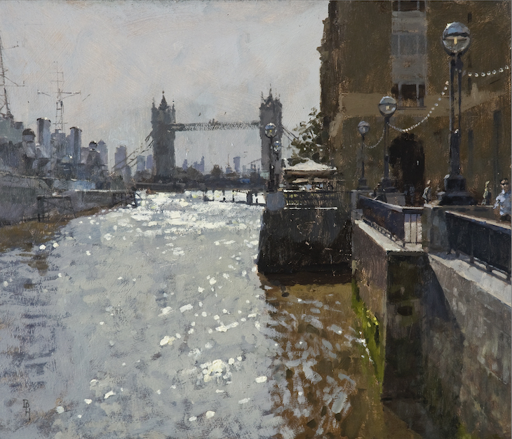 Ben Hope’s Tower Bridge from London Pier (2016) – begun en plein air and completed in the studio.