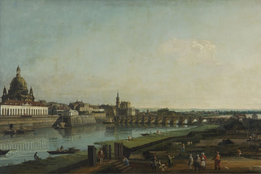 Dresden from the Right Bank of the Elbe Above the Augustus Bridge (detail; 1747), Bernardo Bellotto.