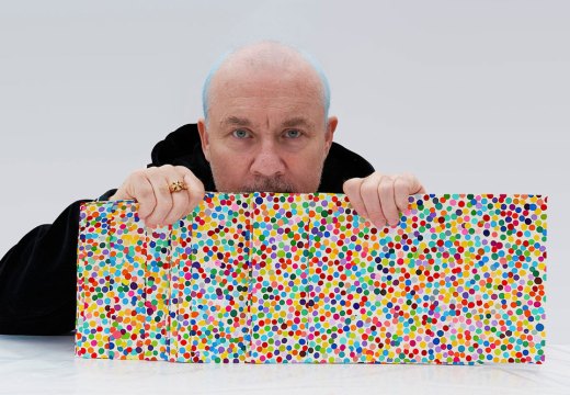 Blue rinse and repeat: Damien Hirst with The Currency artworks.